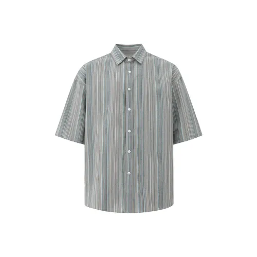 MRCYC Летняя короткая рубашка с короткими рукавами унисекс хаки синий