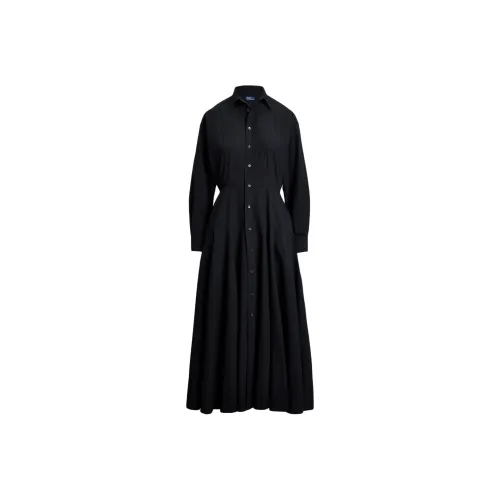 Polo Ralph Lauren Длинное платье с длинными рукавами женское черное