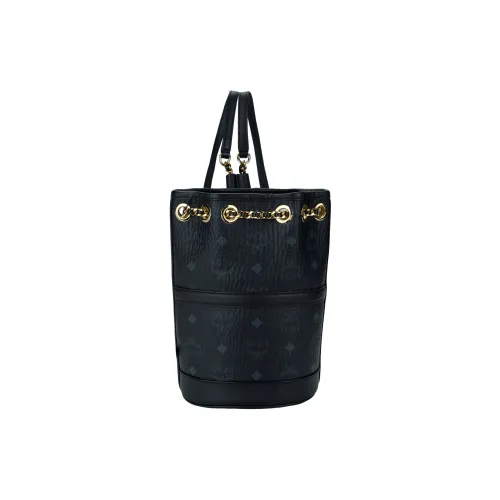 MCM Aren Телячья кожа Комбинированный Ведрообразная сумка Рюкзак Мини Женский Черный