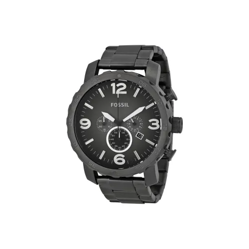 FOSSIL Кварцевый механизм Нержавеющая сталь Ремешок 50 мм Черный циферблат Мужские часы