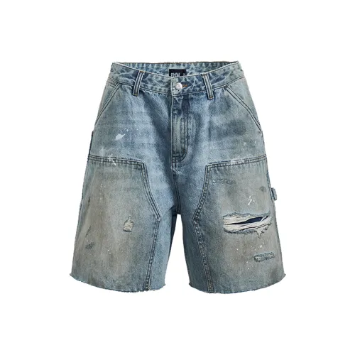 P.M.W Выстиранные синие мужские джинсовые шорты