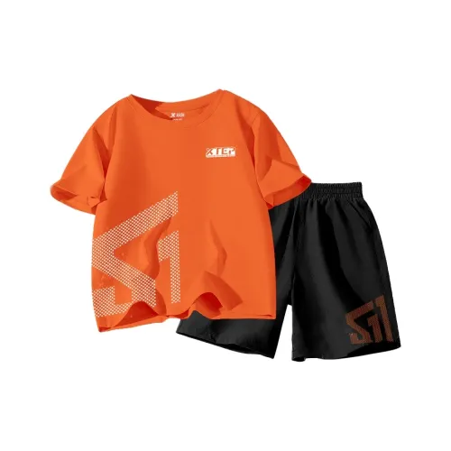 XTEP Повседневная спортивная одежда SS25 2 предмета комплект открытый пламенный оранжевый подростки