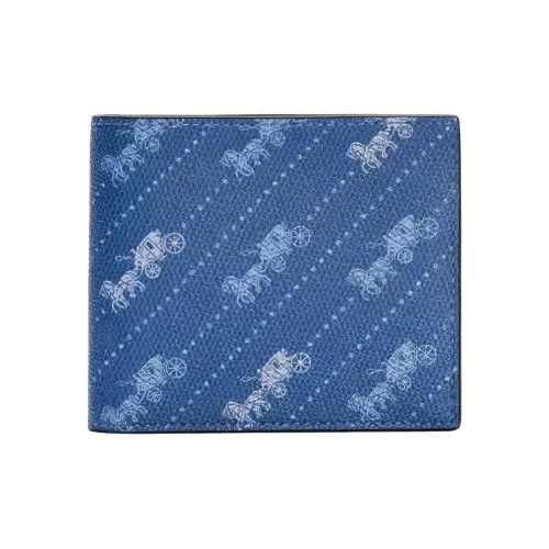 COACH Держатель для карт из холста с покрытием кошелек мужской светло-сапфирово-синий