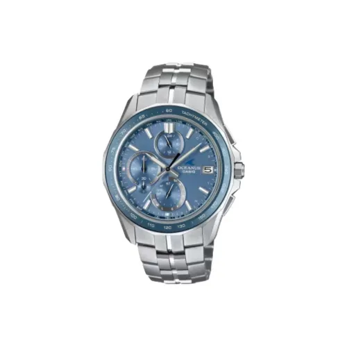 CASIO Manta S7000 Collection Солнечный Кварцевый Механизм Титан Ремешок Часы Унисекс Синий Циферблат