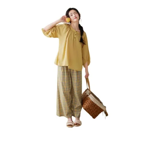 Aannsfam Свет Мед Желтый Женские Пижамные Комплекты