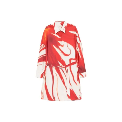 DRIES VAN NOTEN Длинное платье с длинными рукавами женское красное