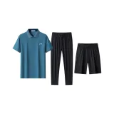 Комплект (Средний зеленый топ + черные шорты + черные штаны)