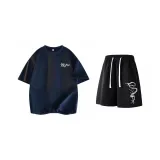 Комплект одежды [Темно-синий (Белый) Футболка + Черный (Белый) Шорты]