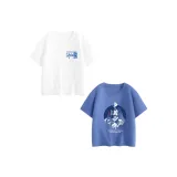 [Мальчики 100% хлопковая футболка] Белый Nubi + Джинсовый синий