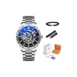 8021 Элегантный Серебряный, Стальной браслет [Высококачественная Апельсиновая кожа Коробка + Натуральная кожа Ремень + Браслет]