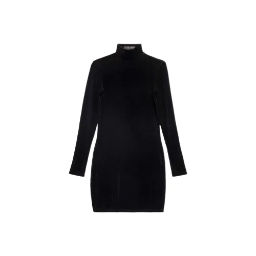 Balenciaga SS24 Длинное платье с длинными рукавами обычный крой женское черное