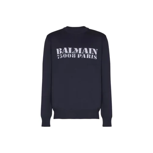 BALMAIN SS25 Свитер Мужской Морской Синий