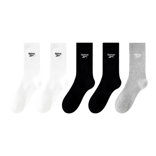 reebok [5 пар] 2 Белых + 2 Черных + Серых Унисекс Баскетбольные носки