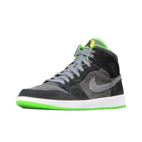 Jordan 1 MID Топ Винтажные Баскетбольные Кроссовки Мужские Черные Серые Зеленые