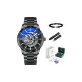 8021 Крутой Черный, Стальной Браслет [Высококачественная Зеленая Кожа Коробка + Натуральная Кожа Ремешок + Браслет]