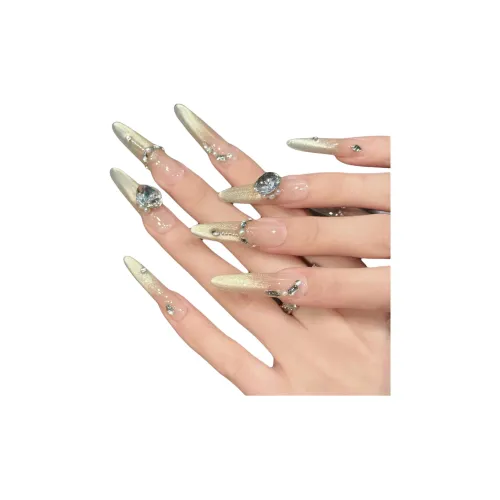 Rui Jin Бордо Праздника False Nail MID Длина Свет Однотонный Мелкие блестки 28мм