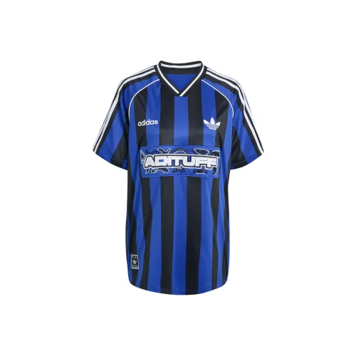 Adidas Originals SS25 Бусины Джерси Футбол Джерси Женские Полу-Флуоресцентный Синий Черный