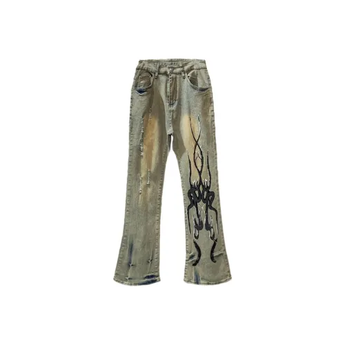 ZYKY Грязно-желтые унисекс джинсы