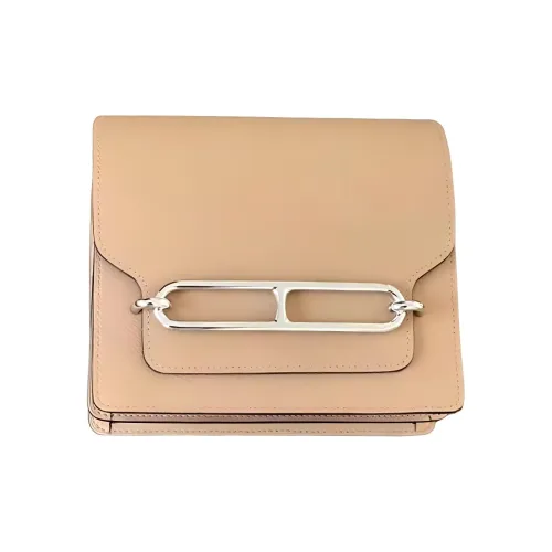 HERMES Roulis Swift Кожа Свиной нос Сумка Сумка Сумка через плечо Женские 0M Чай Молочно-чайный