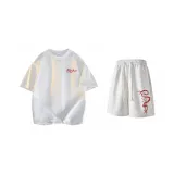 Комплект одежды [Белый, Фотиния Серый (Красный) Футболка + Светло-Серый (Красный) Шорты]