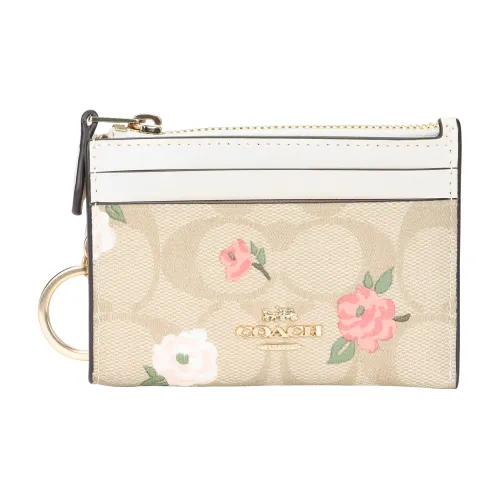 COACH Skinny Id Case Canvas Wallet Mini Women's Gold Light Khaki Chalk Multicolor COACH Skinny Id Case Холст Кошелек Мини Женский Золото и Светлый Хаки и Меловой Разноцветный