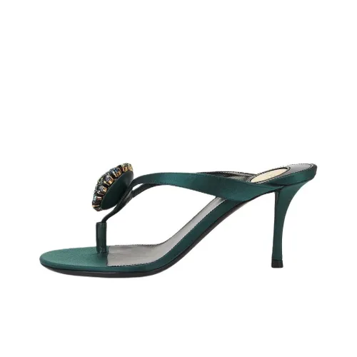 SAINT LAURENT Резиновая подошва Шлепанцы 9 см Женские Зеленые