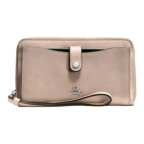 COACH Мягкий кожаный клатч кошелек чехол для телефона кошелек 18 женский телесный