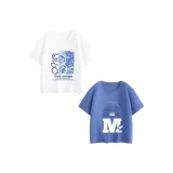 [Мальчики 100% хлопковая футболка] Белый Nubi Azure Bear + Джинсовый синий