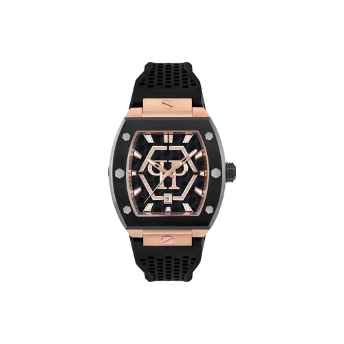 PHILIPP PLEIN Наручные часы Кварцевый механизм Пластиковый ремешок 44 мм Черный циферблат Мужские часы