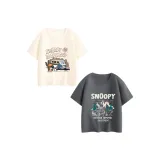 [Мальчики 100% хлопковая футболка] Экрю Nubi Journey + графитово-серый