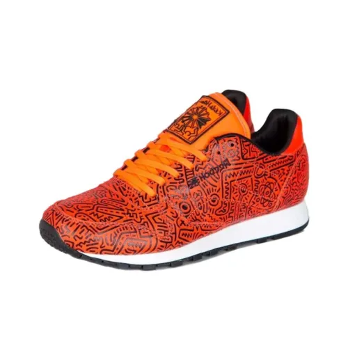 Keith Haring x Reebok Classic Leather Устойчивый к истиранию Низкий Топ Повседневная обувь Унисекс Оранжевый