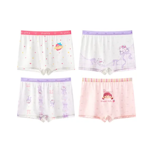 Marcolor Нижнее белье 4 пачки [Ярко-розовый + Таро-фиолетовый + Таро-фиолетовый + Вишневый цветок-розовый] Подростки