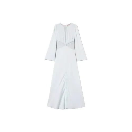 TWINSET Milano SS25 Длинное Платье с Длинными Рукавами Женское Аква Зеленый