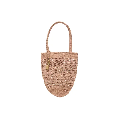 Chloe Raffia Tote Bag Shopping Bag Small Women's Beige