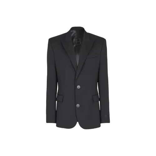 BALMAIN SS25 Бизнес-костюм Пальто Мужской Черный