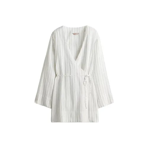 H&M Белый/Черный Женские Длинные Платья с Рукавами