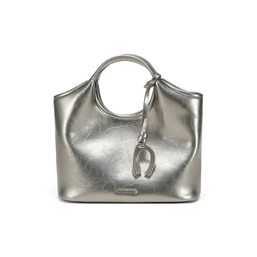 Simedin Коровья кожа Ведрообразная сумка Женская Античное серебро Глубокий черный