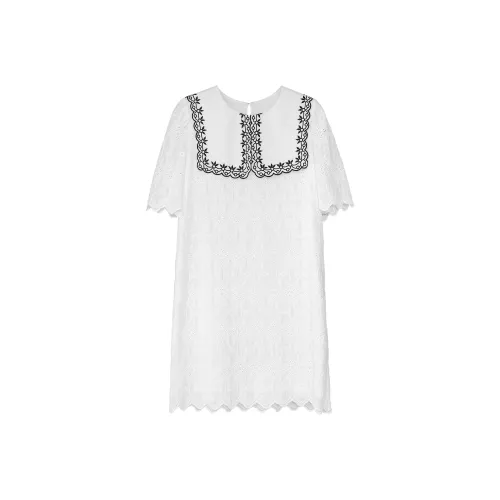 Fstudio Летний Корейский стиль Кружево Хлопок Большой Отложной воротник Дизайн Короткий рукав Платье Женское