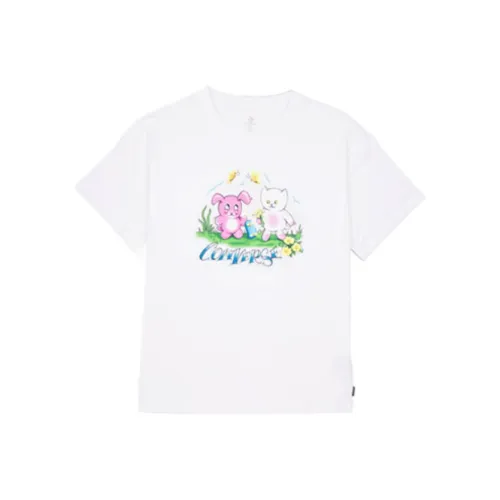 Конверс Рукав с оборванным плечом T-рубашка Женская Белая