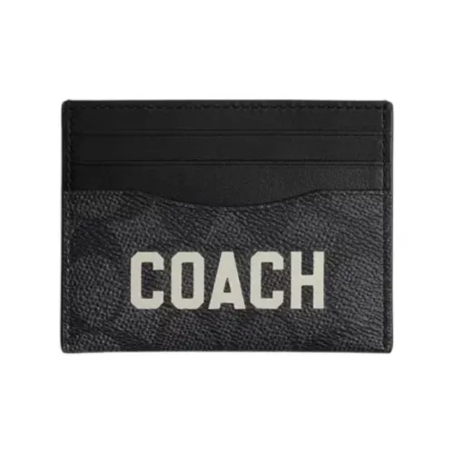 COACH Карточный чехол ICONIC Холст и кожа Держатель для карт Мини Мужской Угольный серый