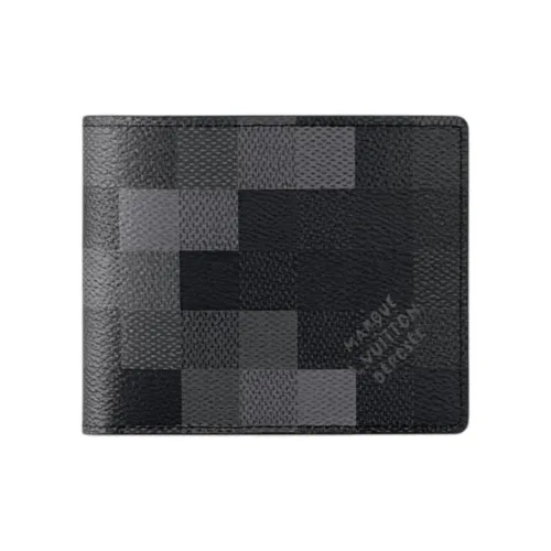 LOUIS VUITTON Slender Покрытый холст Кошелек Мужской Черный