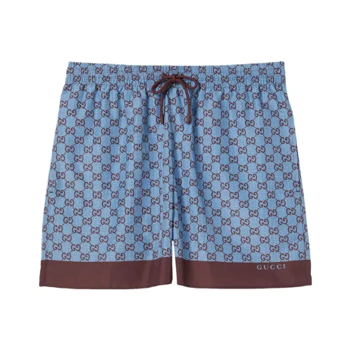GUCCI Blue Men's Beach Shorts GUCCI Синие Мужские Пляжные Шорты