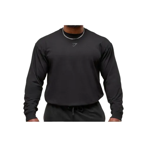 GYMSHARK Пава Длинный рукав Т-рубашка Мужская Черная