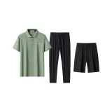 Комплект (Зеленый топ + Черные шорты + Черные штаны)