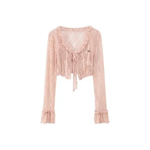 CHUU Светло-розовые Женские Шифоновые Рубашки