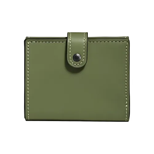 COACH Трехсекционный кошелек из кожи женский травяного зеленого цвета