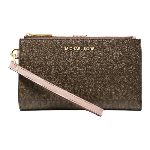MICHAEL KORS Adele Покрытый холст Кошелек Женские Коричневый и Розовый