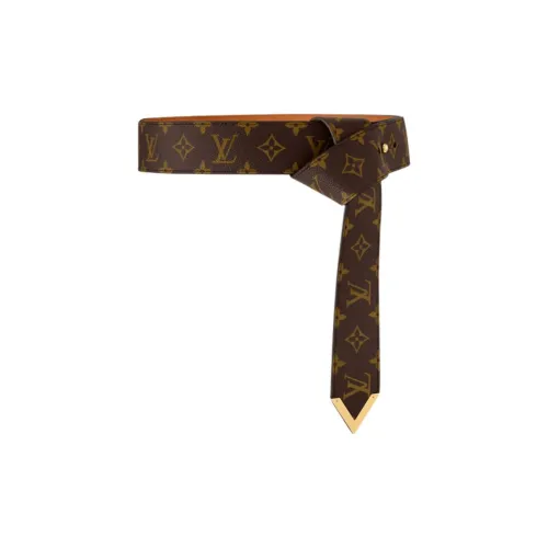 LOUIS VUITTON Металл Кожаные ремни Женские Коричневый Ширина 4,5CM