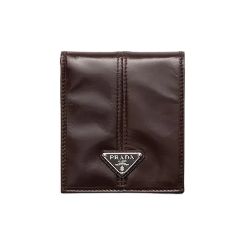 PRADA Телячья кожа Кошелек Мужской Темно-коричневый