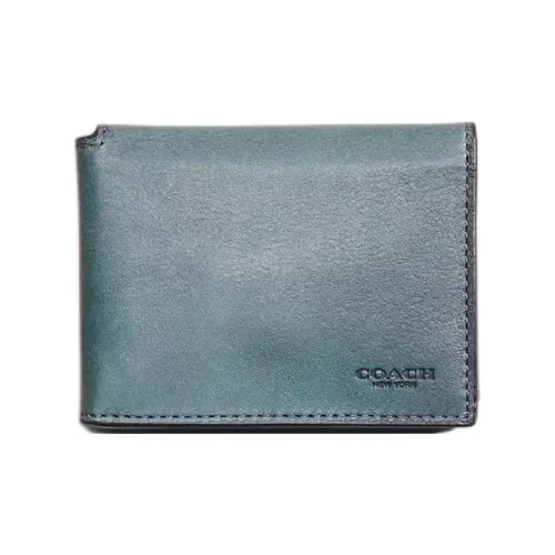 COACH Трехсекционный кошелек из кожи держатель для монет кошелек женский синий